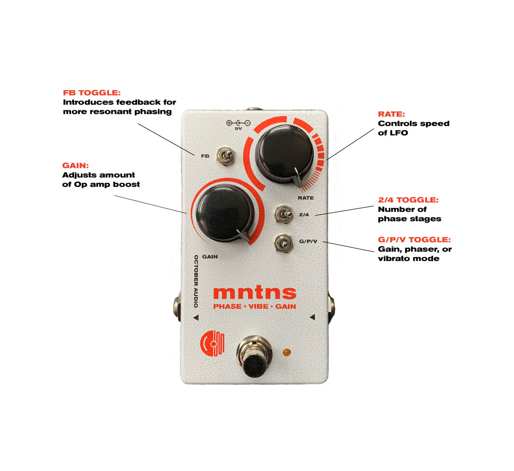 mntns analog phase shifter — October Audio Effects Pedals mntns analog phase shifter — October Audio Effects Pedals